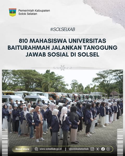 810 Mahasiswa Universitas Baiturahmah Jalankan Tanggung Jawab Sosial di Solsel