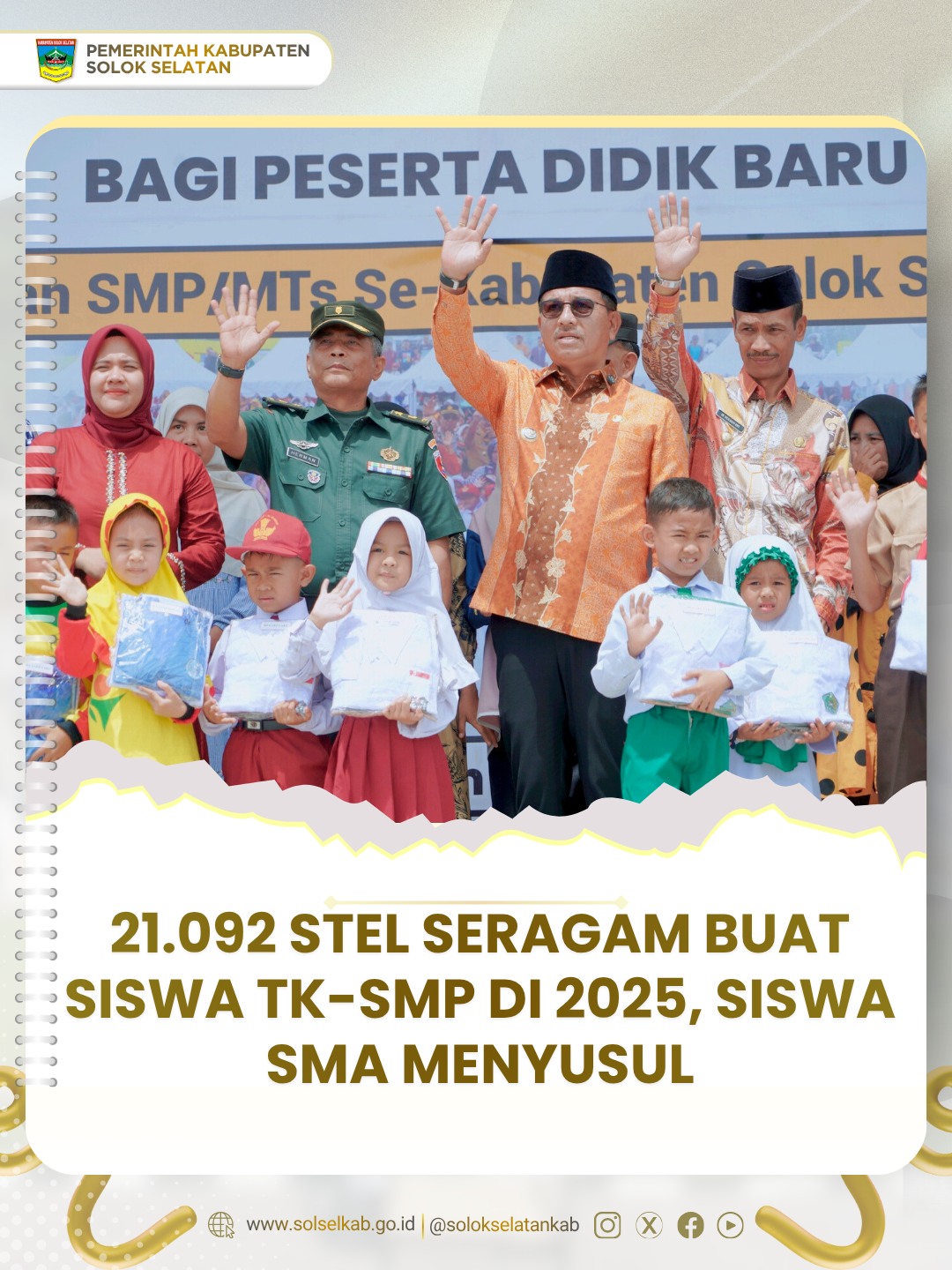 21.092 Stel Seragam Buat Siswa TK-SMP di 2025, Siswa SMA Menyusul