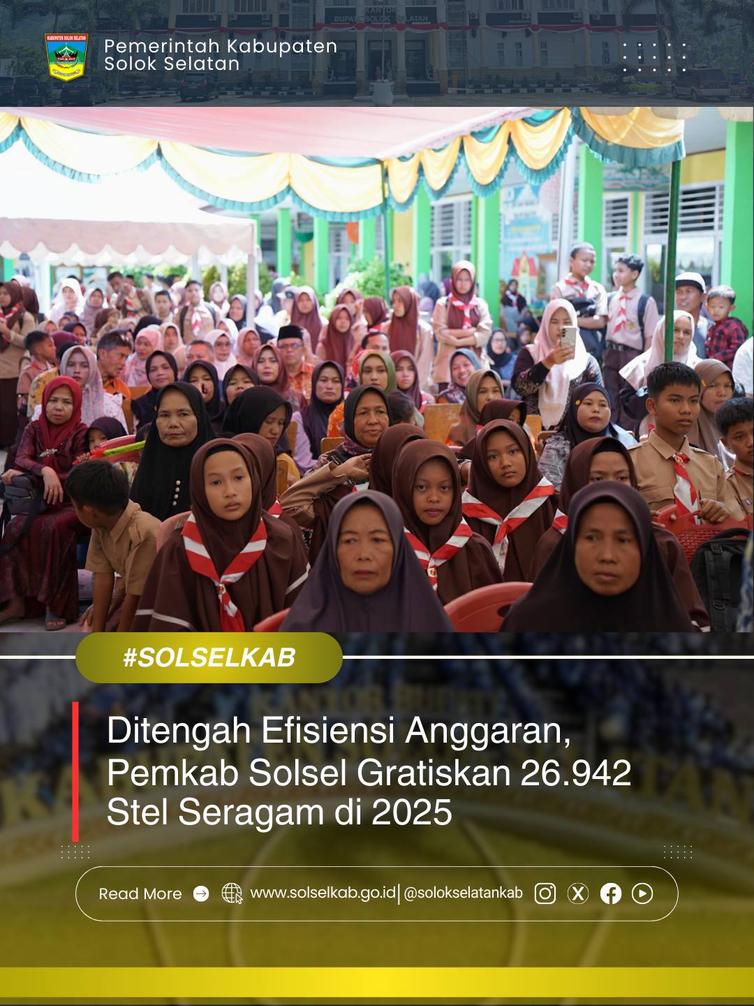 Ditengah Efisiensi Anggaran, Pemkab Solsel Gratiskan 26.942 Stel Seragam di 2025