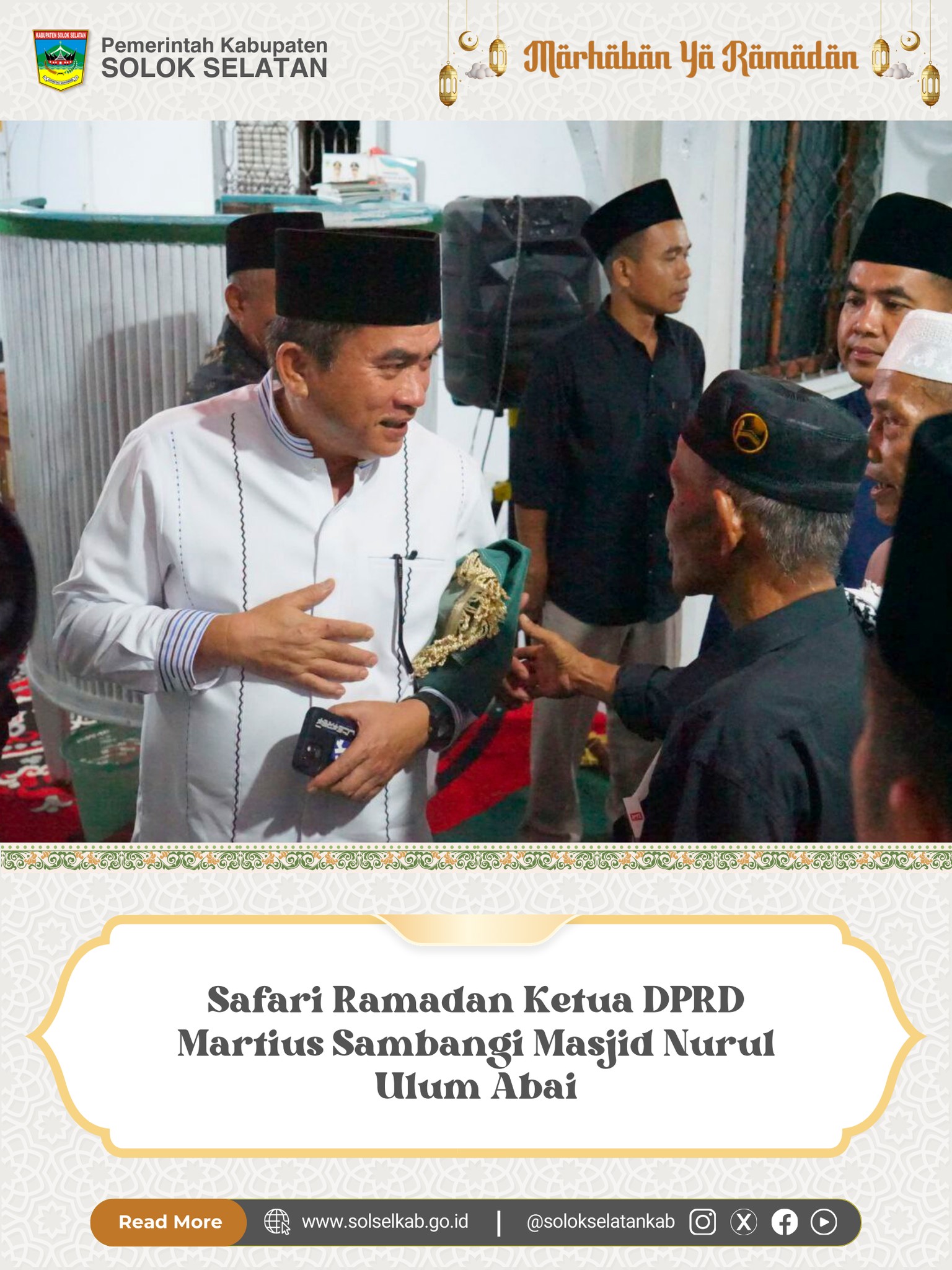Safari Ramadan Ketua DPRD Martius Sambangi Masjid Nurul Ulum Abai